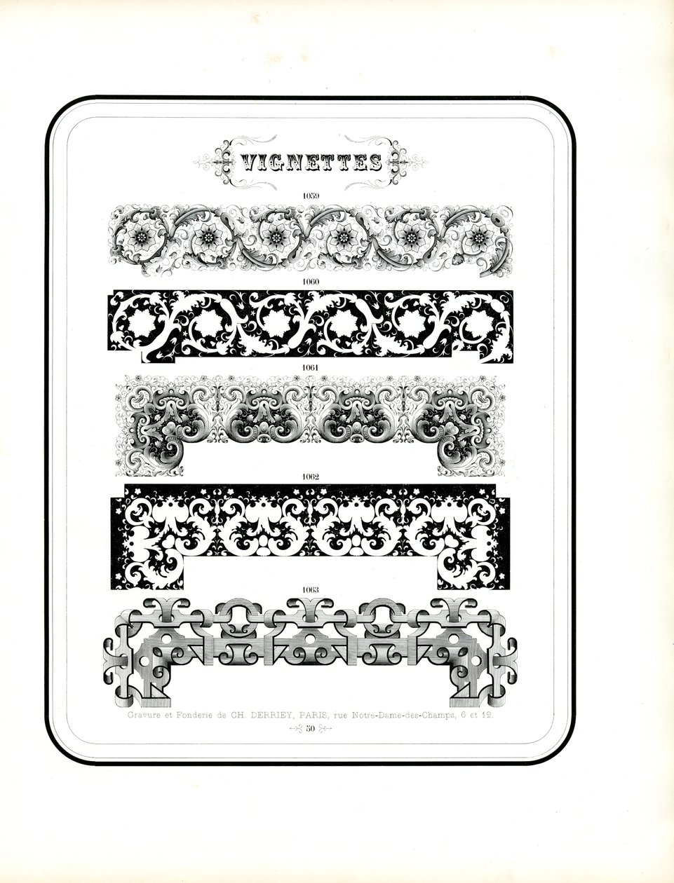 Prachtige decoratieve randen in florale barokstijl (print) door Charles Derriey