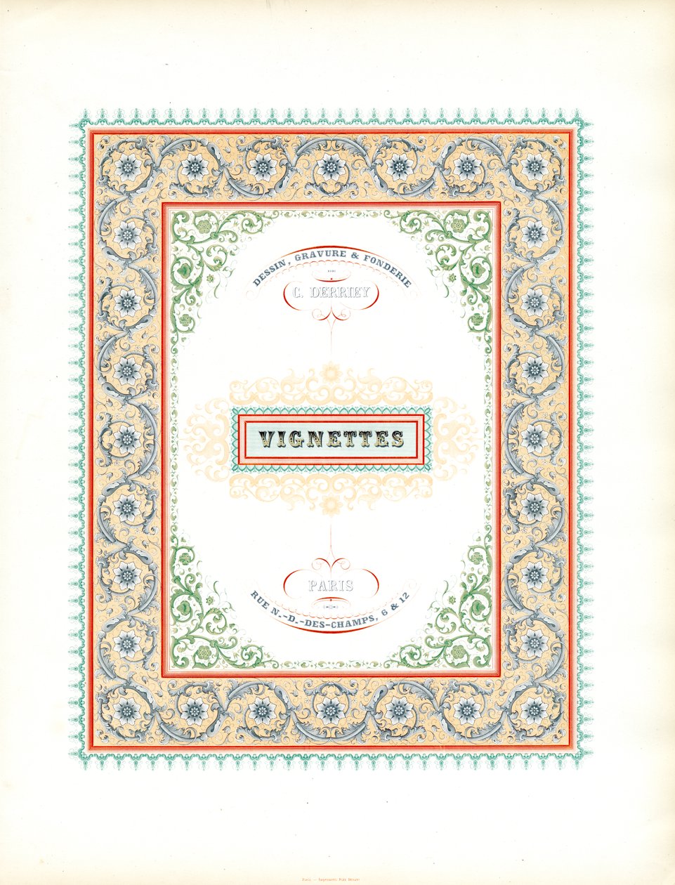 Prachtige titelpagina voor vignetten (print) door Charles Derriey