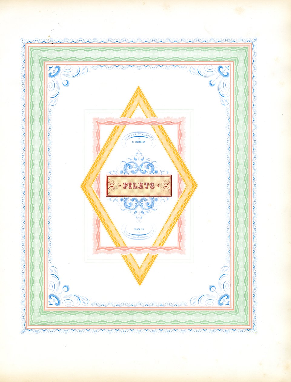 Veelkleurige decoratieve randen (print) door Charles Derriey