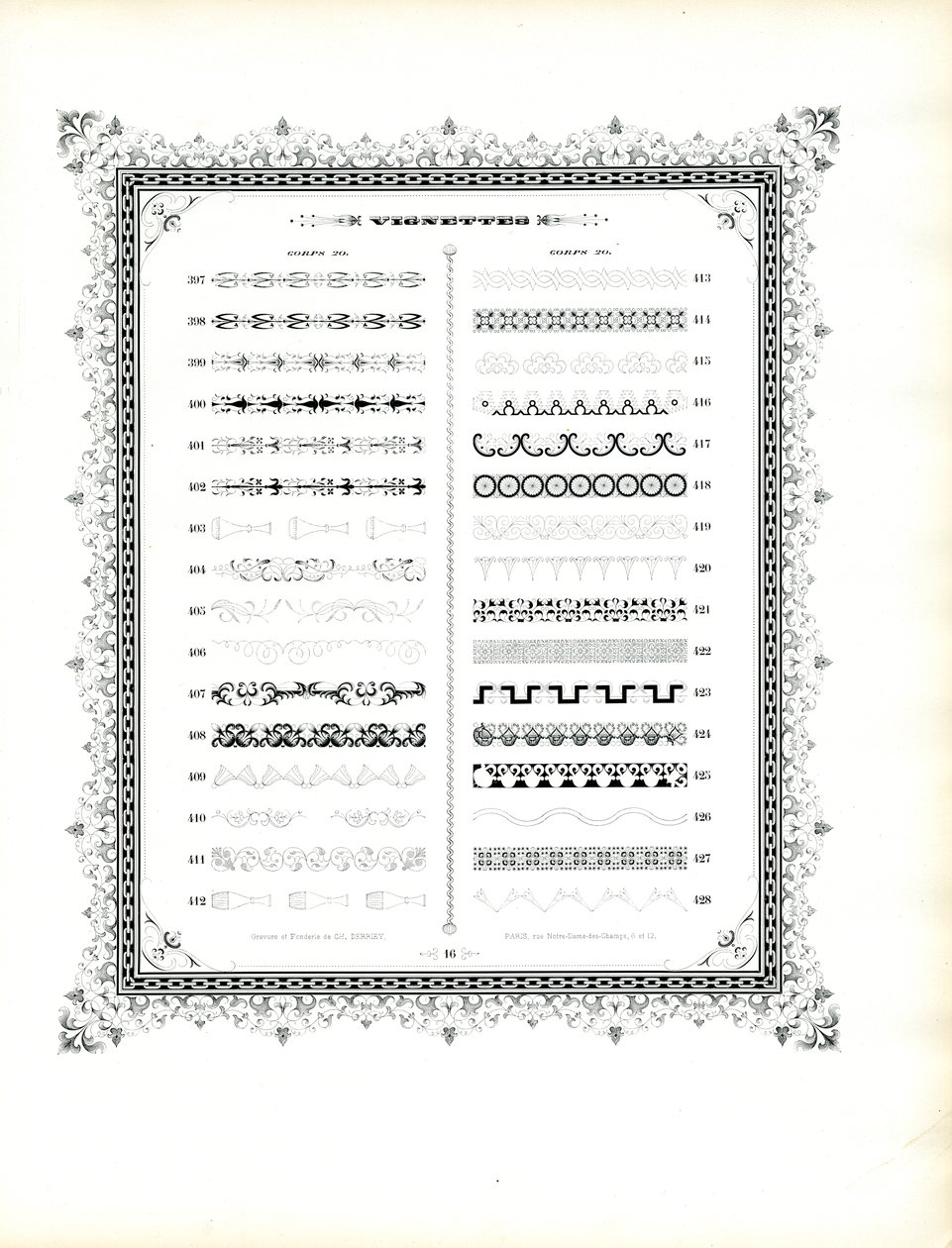 Sierranden en vignetten, korps 20 (druk) door Charles Derriey