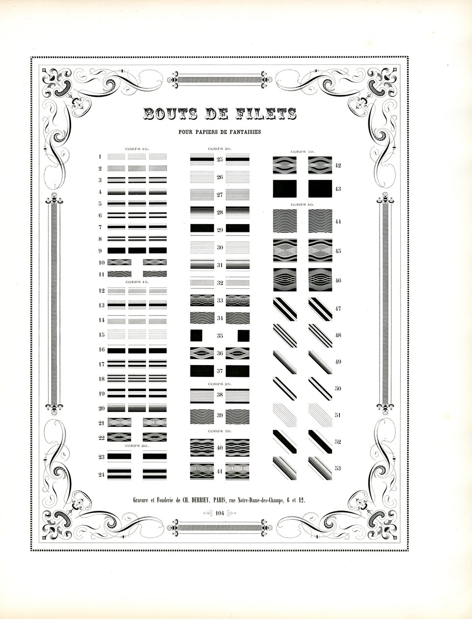 Sierlijnelementen voor decoratieve papieren (print) door Charles Derriey