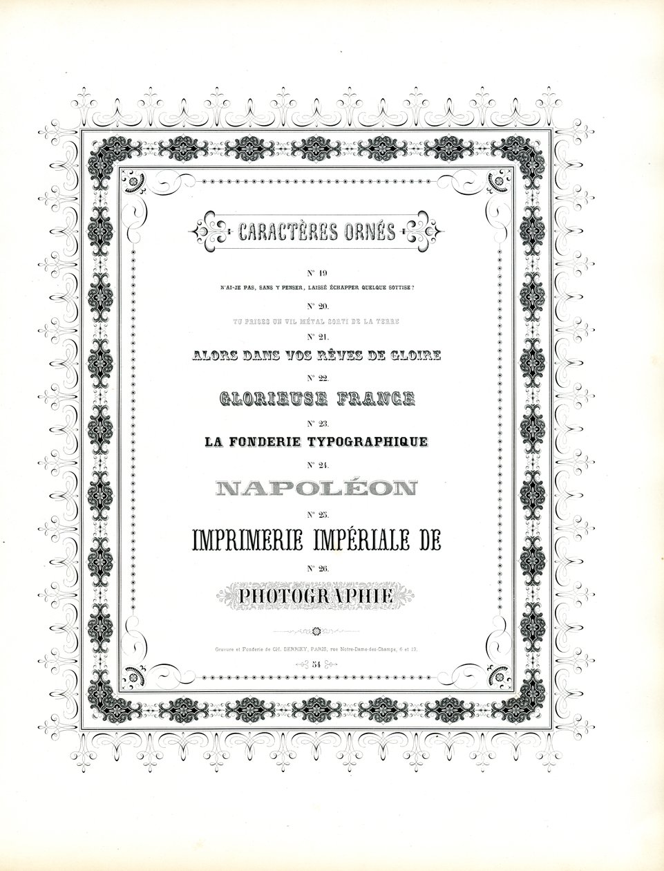 Sierletters met decoratief kader (print) door Charles Derriey