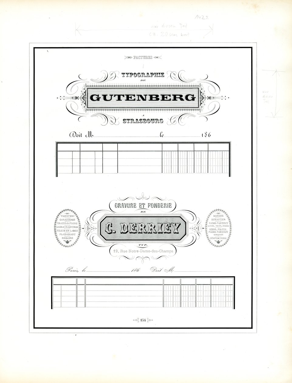 Representatief briefhoofd voor typografie en lettergieterij (print) door Charles Derriey