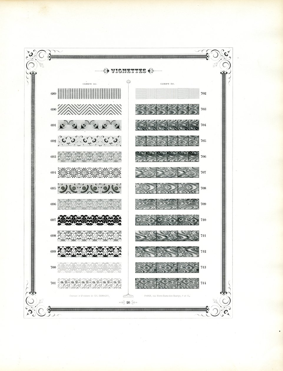 Catalogus van sierranden en sierlijnen (print) door Charles Derriey