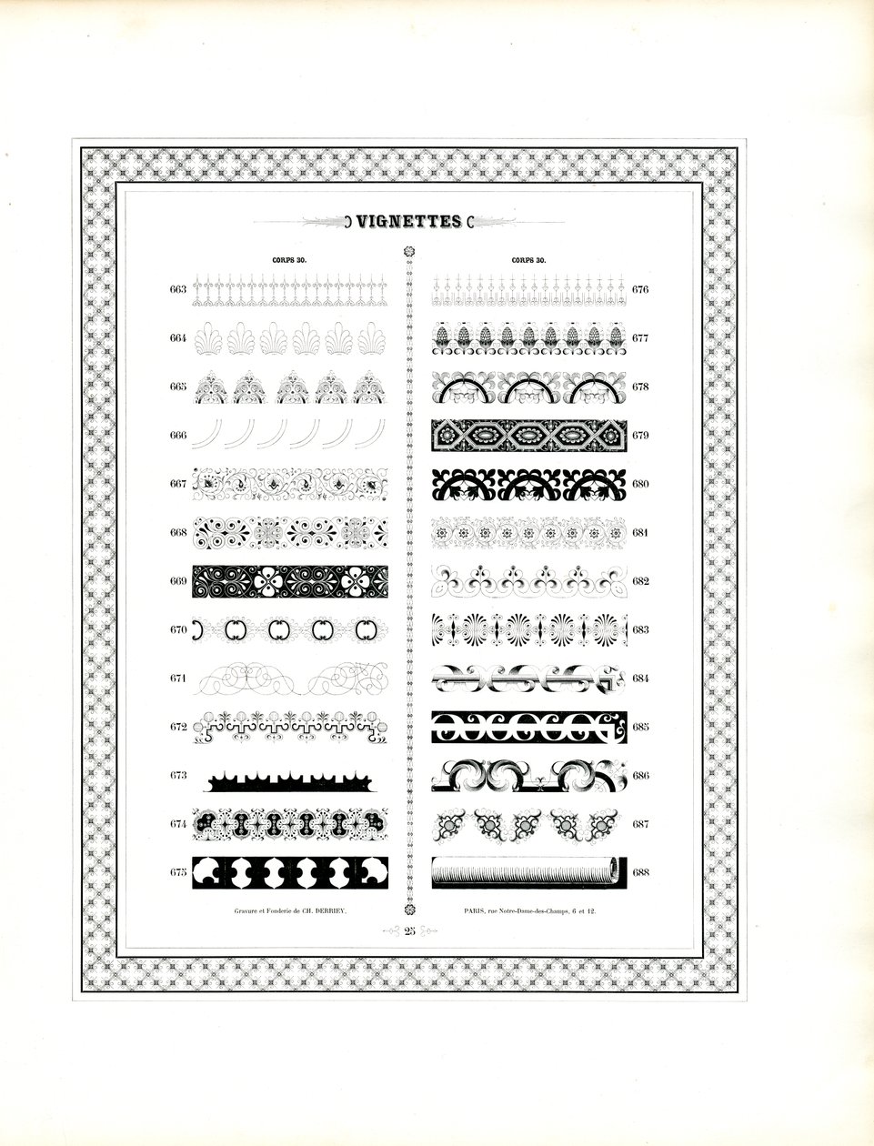 Typografische randen en ornamentrijen (print) door Charles Derriey