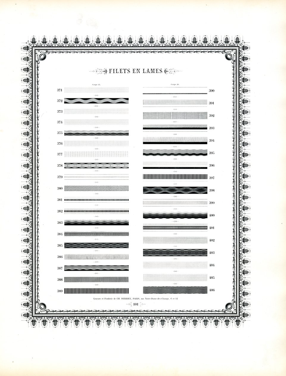 Typografische decoratieve regels (print) door Charles Derriey