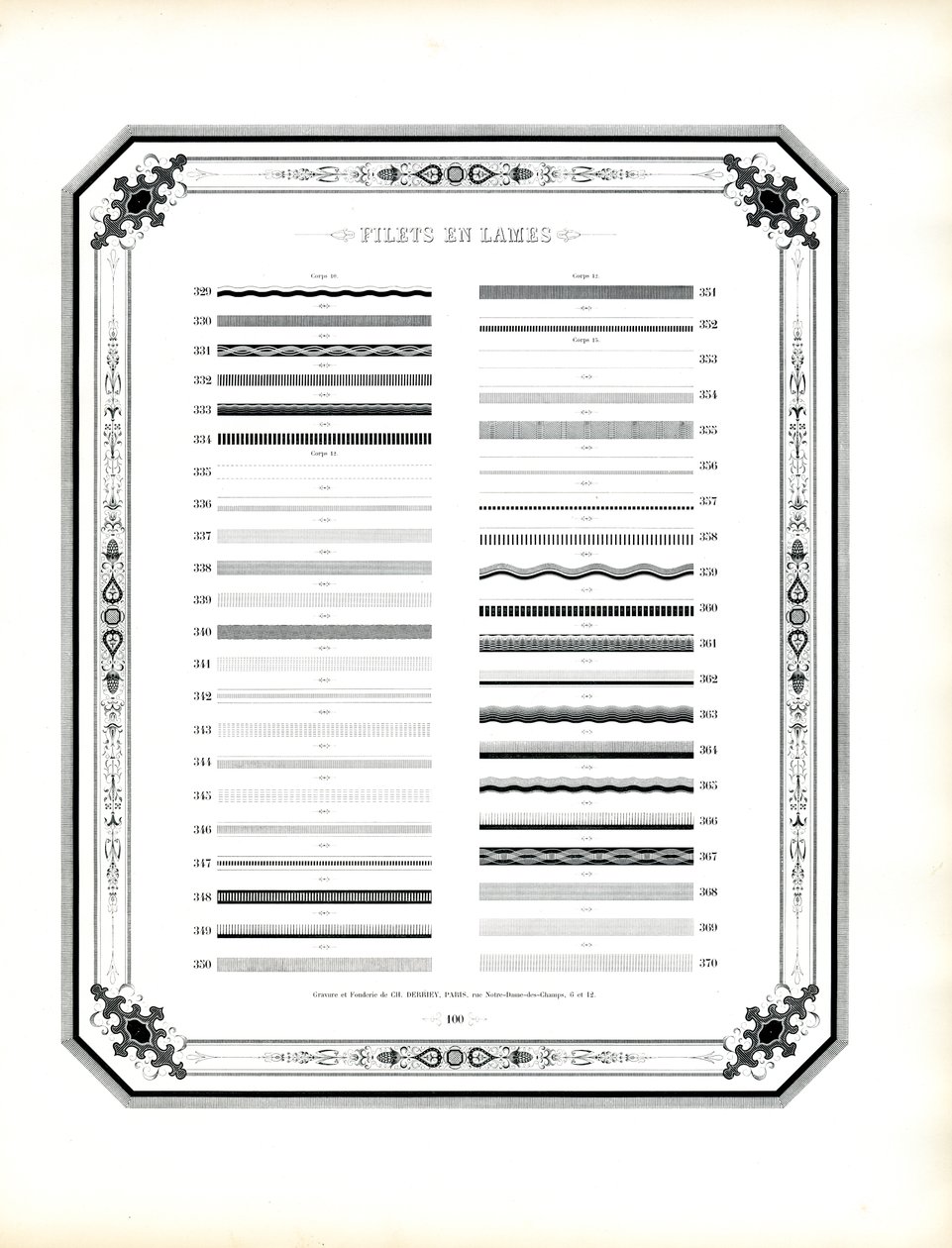 Typografische lijnelementen (print) door Charles Derriey