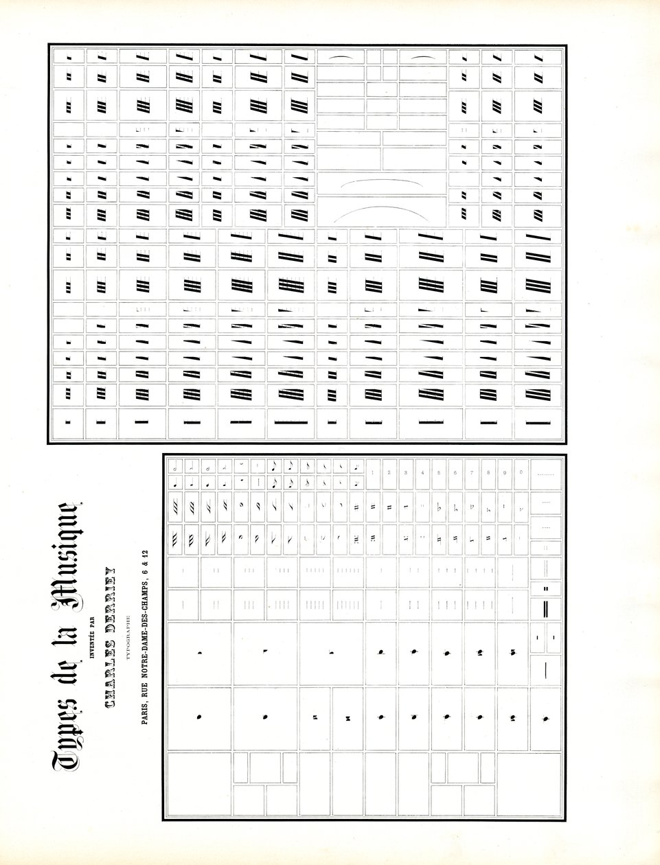 Typografische muziektekens voor muziektypes (print) door Charles Derriey