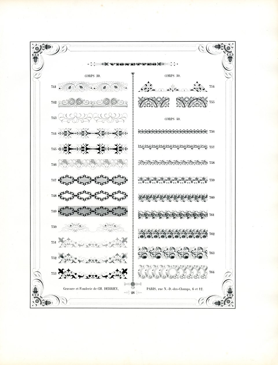 Veelzijdige decoratieve randen voor boekdruk (print) door Charles Derriey