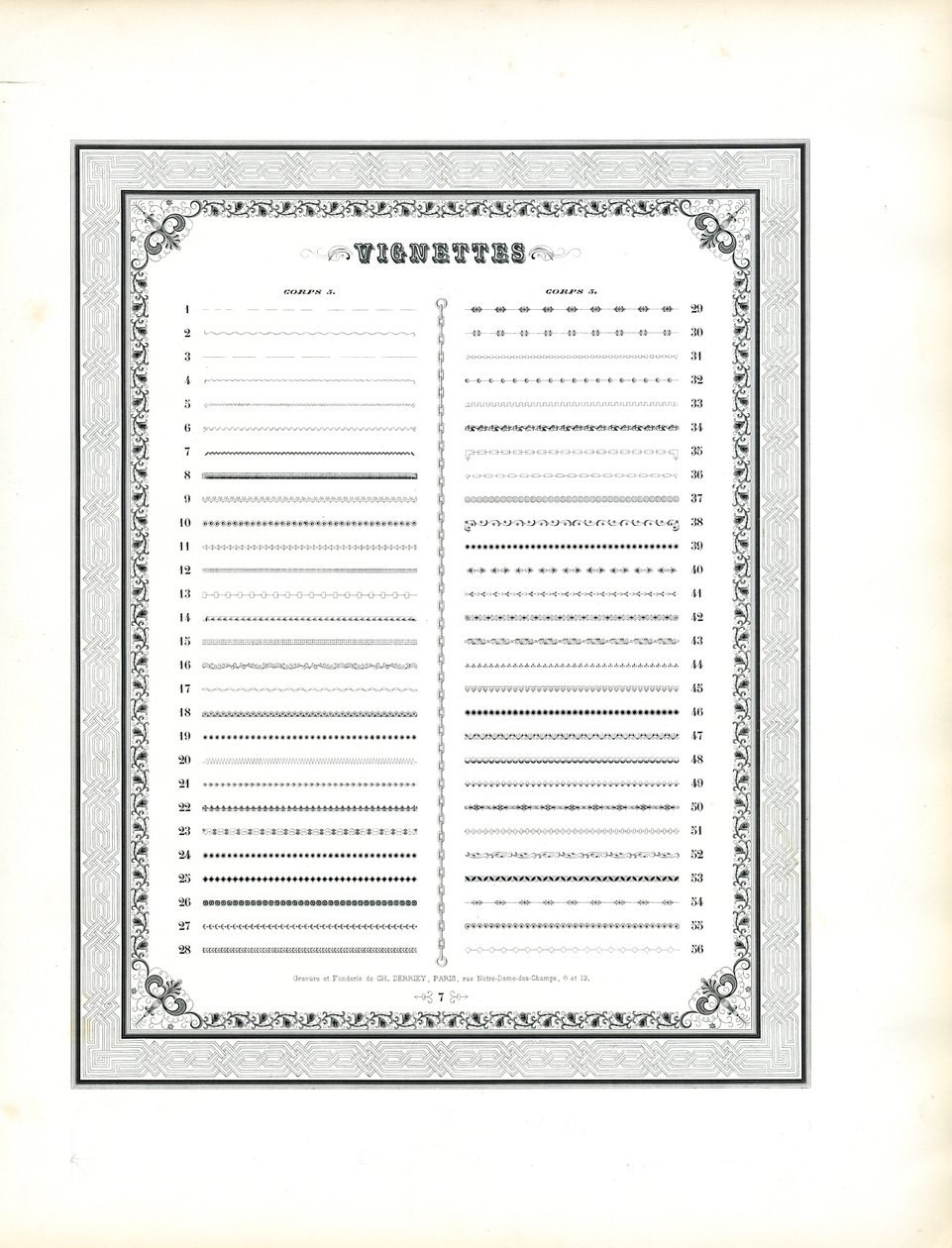 Vignette Specimen Catalog Sheet 1 (print) door Charles Derriey