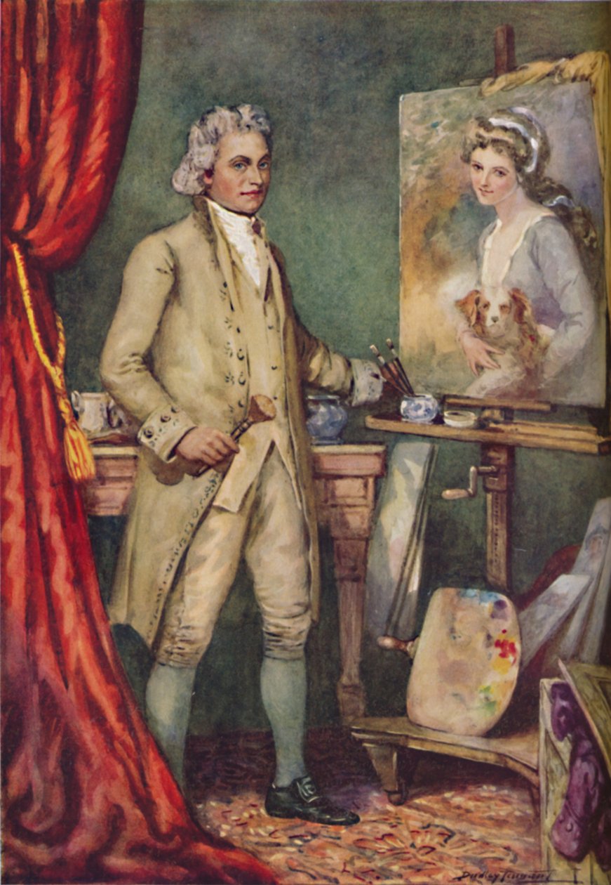 George Romney - Aan het werk aan een schilderij van zijn favoriete model, c1925 door Charles Dudley Tennant