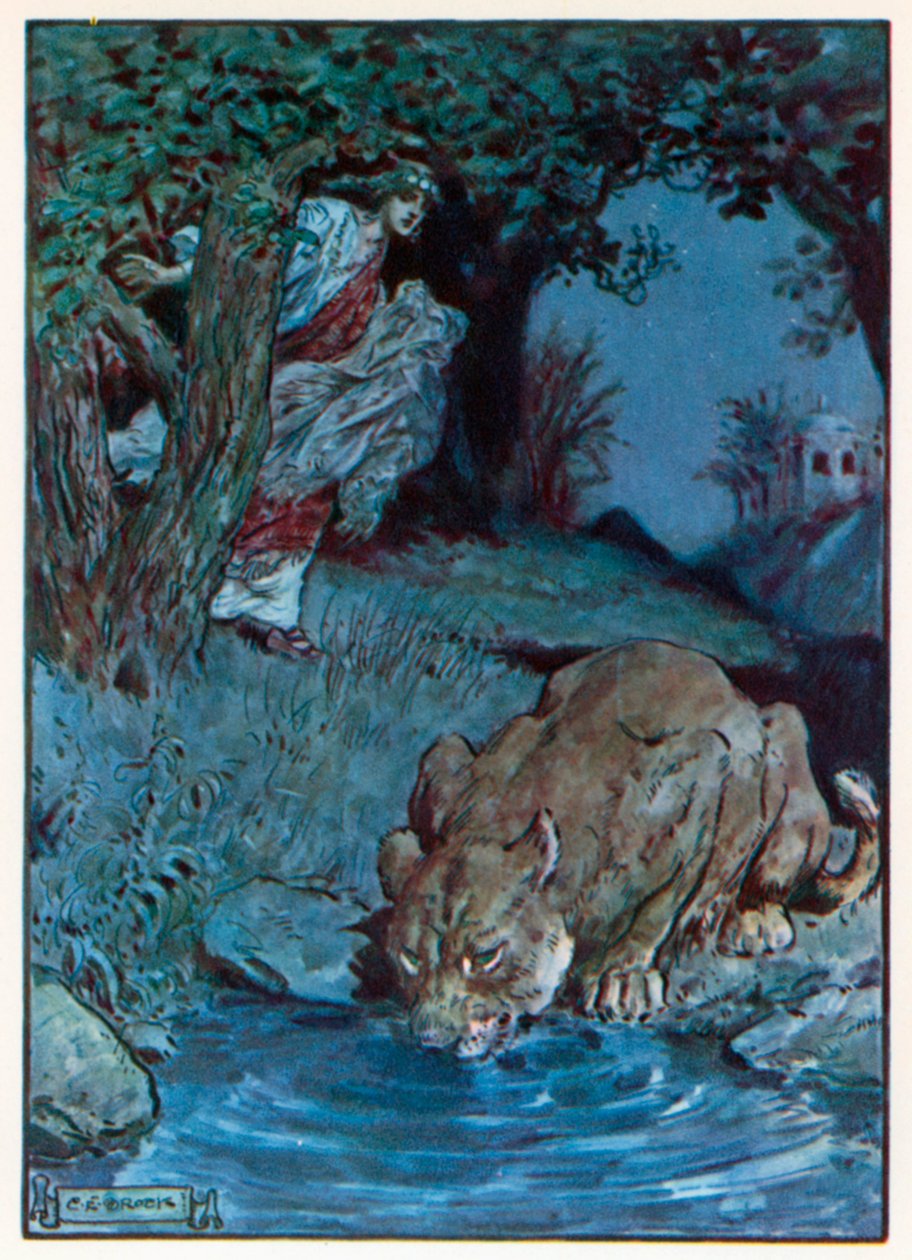 "Een onwelkom schepsel (kleurenlitho) door Charles Edmund (after) Brock