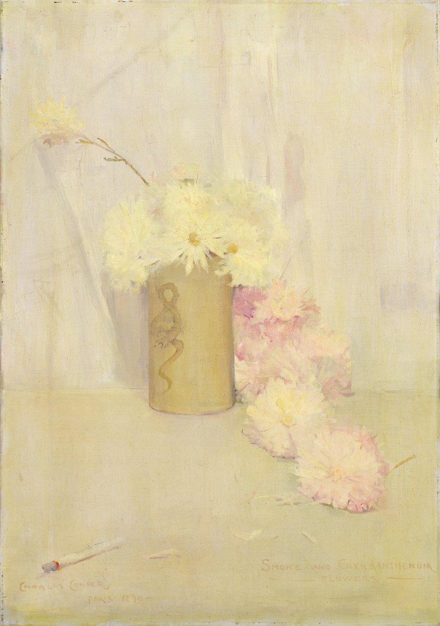 Rook en chrysantenbloemen door Charles Edward Conder