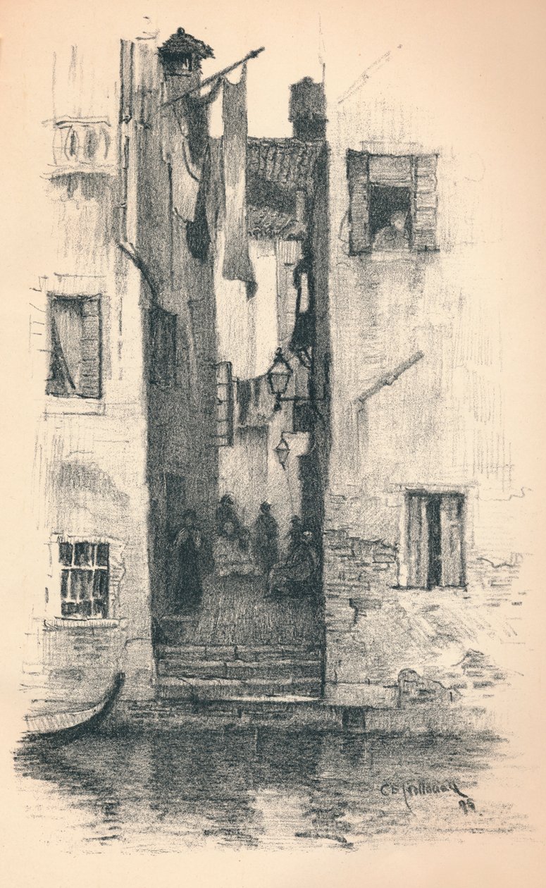 Een straat in Venetië, 1895 door Charles Edward Holloway