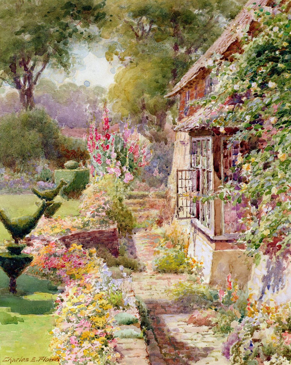Kings Manor Garden in East Hendred, Oxon door Charles Edwin Flower