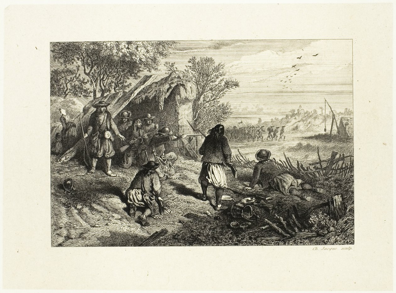 Een Hinderlaag door Charles Emile Jacque