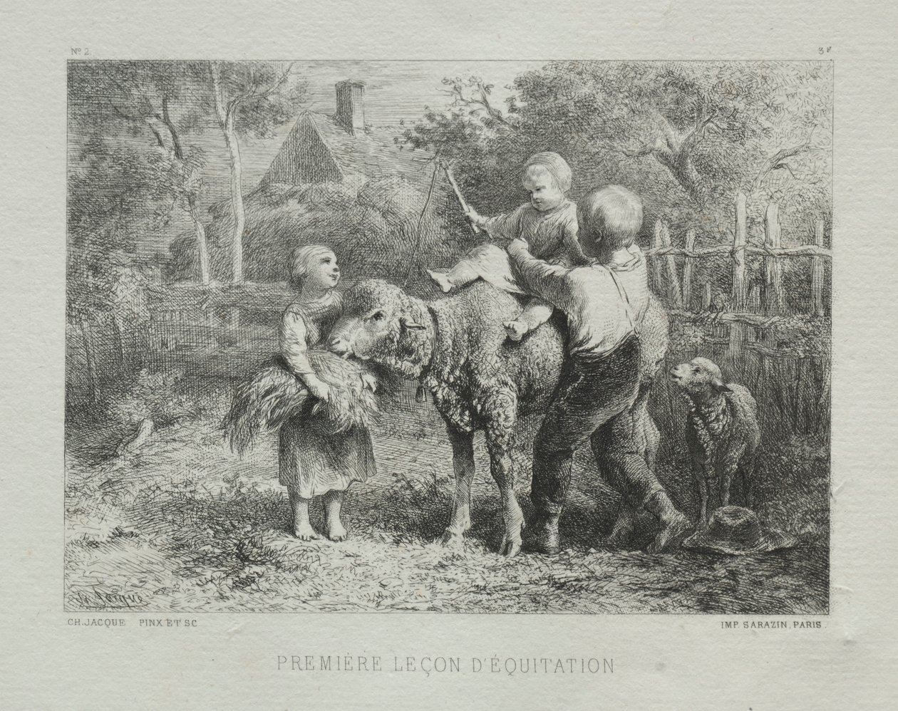 Eerste rijles door Charles Emile Jacque