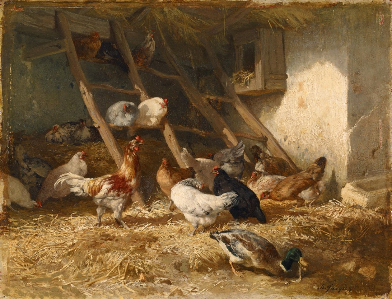 Hoenders door Charles Emile Jacque