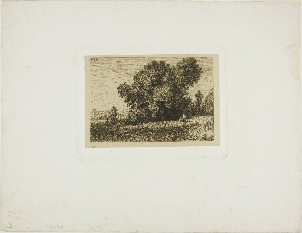 Landschap van het eiland Aligre, met twee vrouwen door Charles Emile Jacque