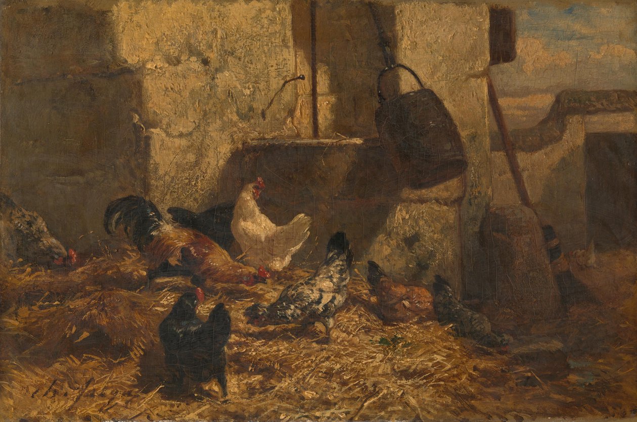 Kippen door Charles Emile Jacque