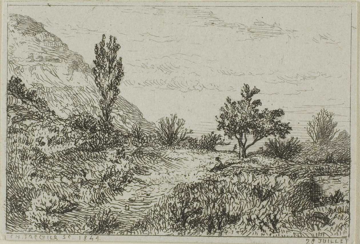 Landschap door Charles Emile Jacque