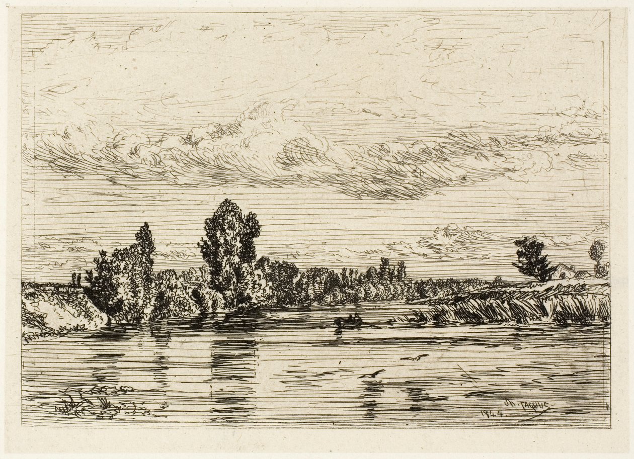 Landschap nabij Asnières door Charles Emile Jacque