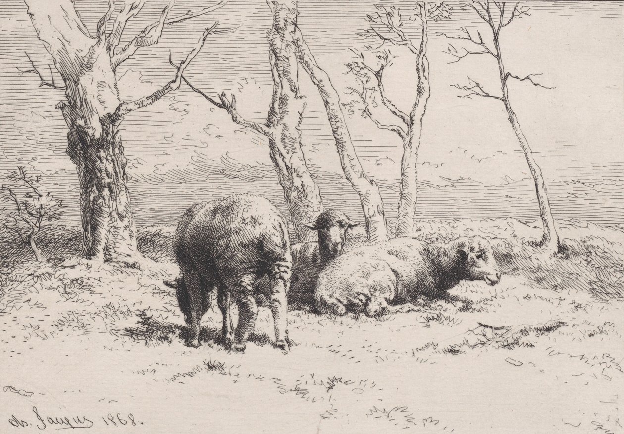 Schapen, 1868 door Charles Emile Jacque