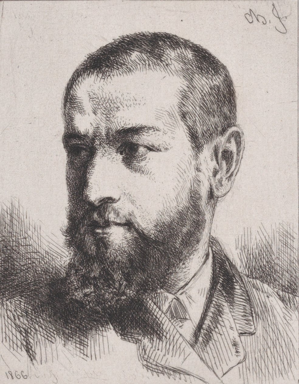 Portret van J.J. Guiffrey door Charles Emile Jacque