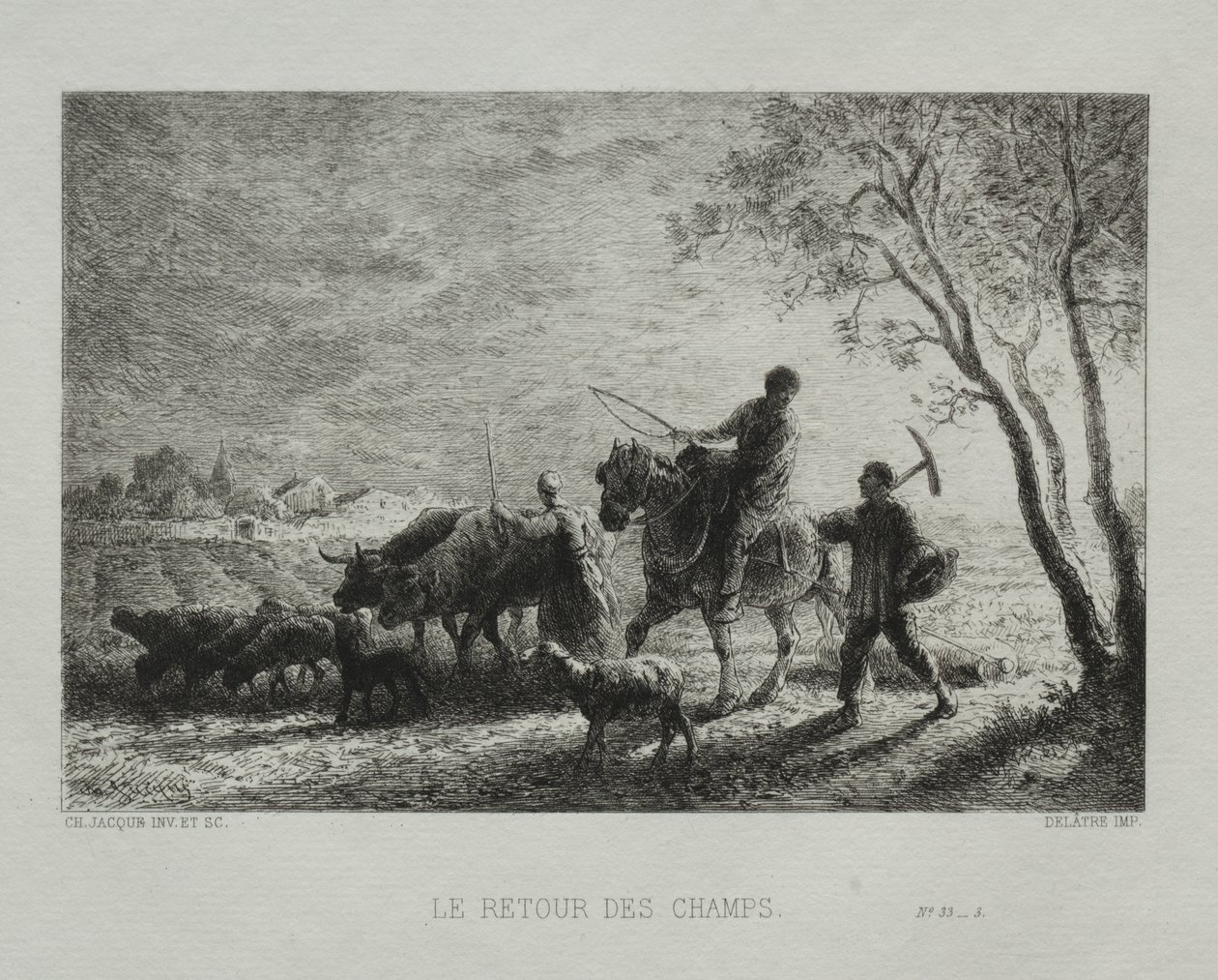 Terugkeer van de velden door Charles Emile Jacque