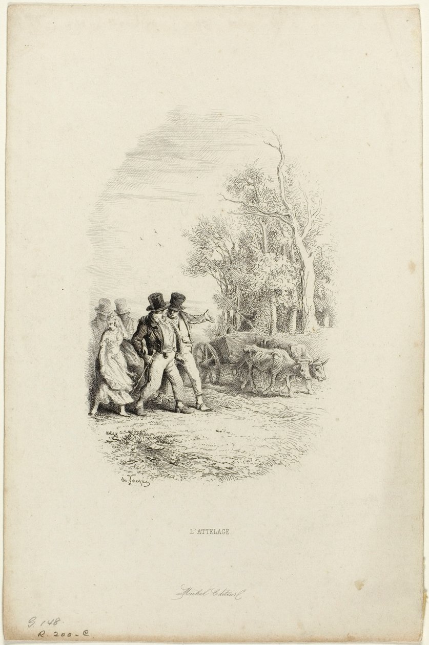 De Ossenkar, Illustratie uit Fabels van Lachambaudie door Charles Emile Jacque