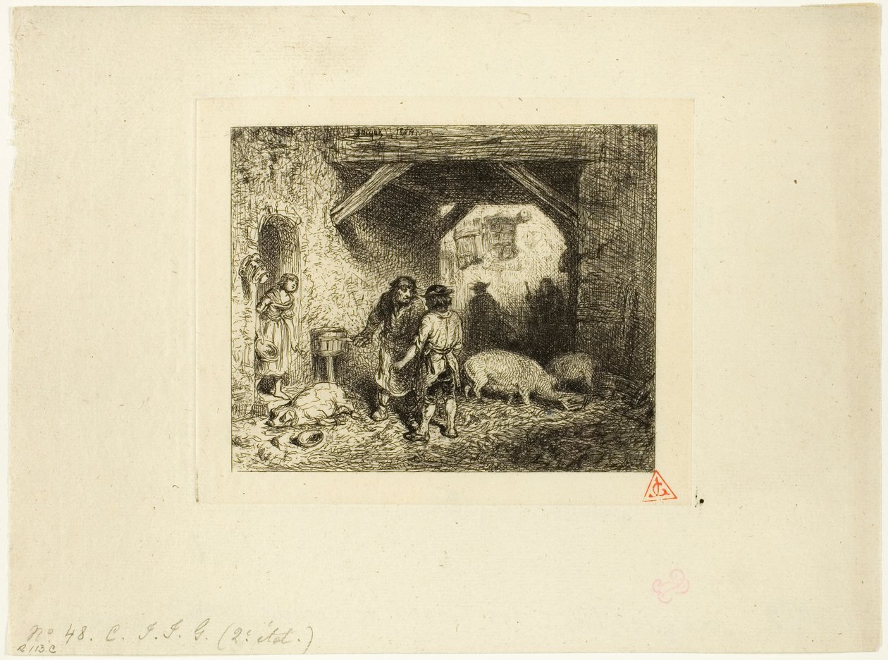 De varkensslachters door Charles Emile Jacque