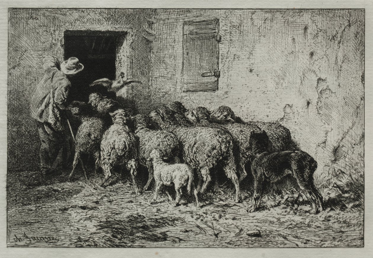De terugkeer door Charles Emile Jacque