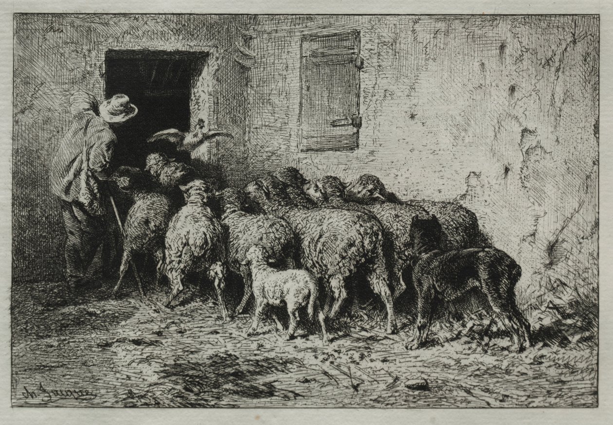 De Terugkeer, 1864 door Charles Emile Jacque