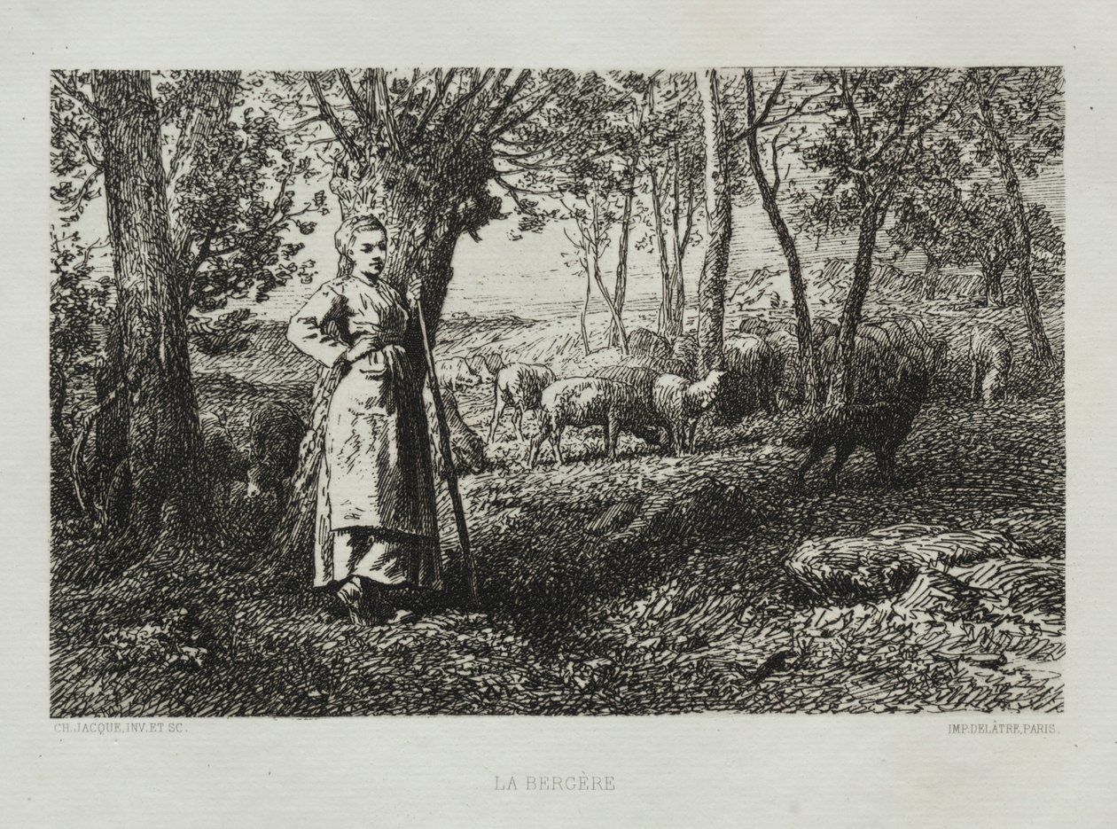 De Herderin door Charles Emile Jacque