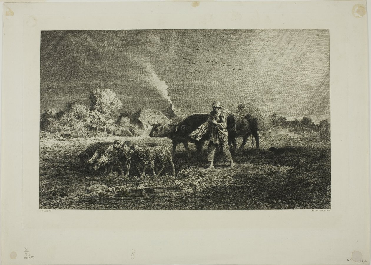 De Storm door Charles Emile Jacque