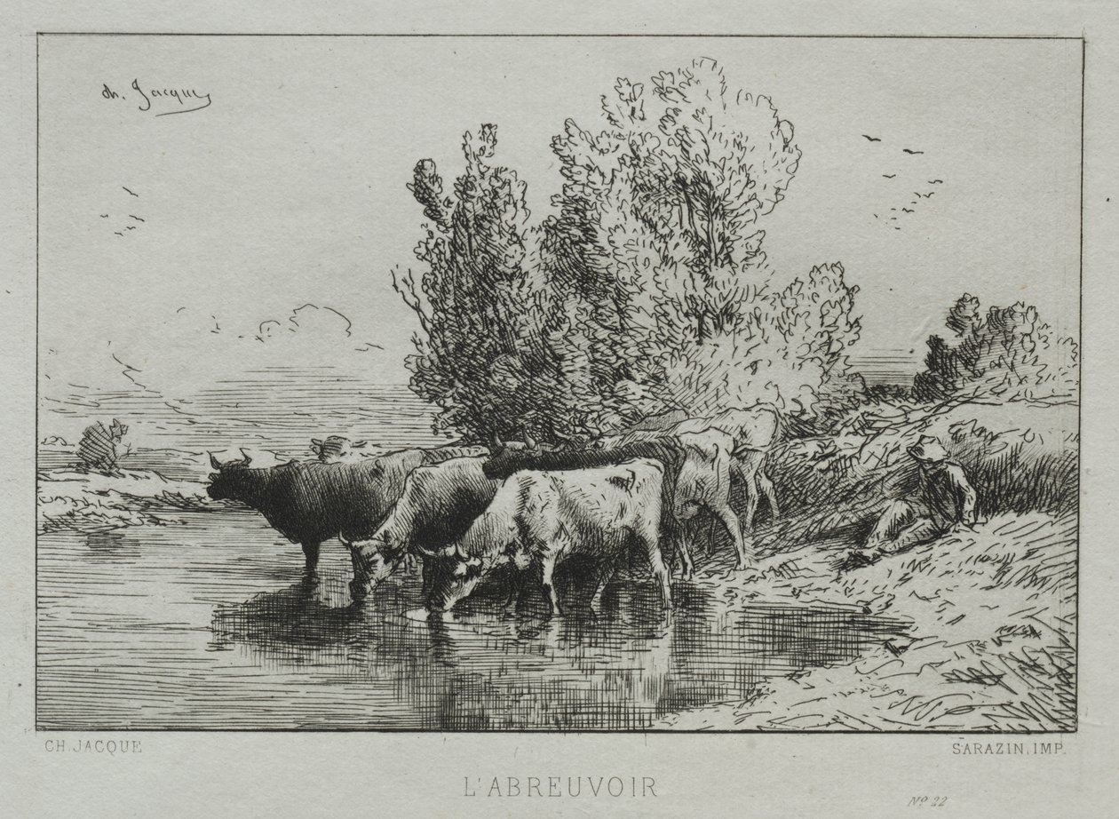 De Waterplaats door Charles Emile Jacque