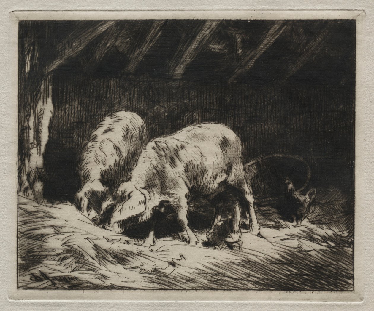 Twee varkens door Charles Emile Jacque