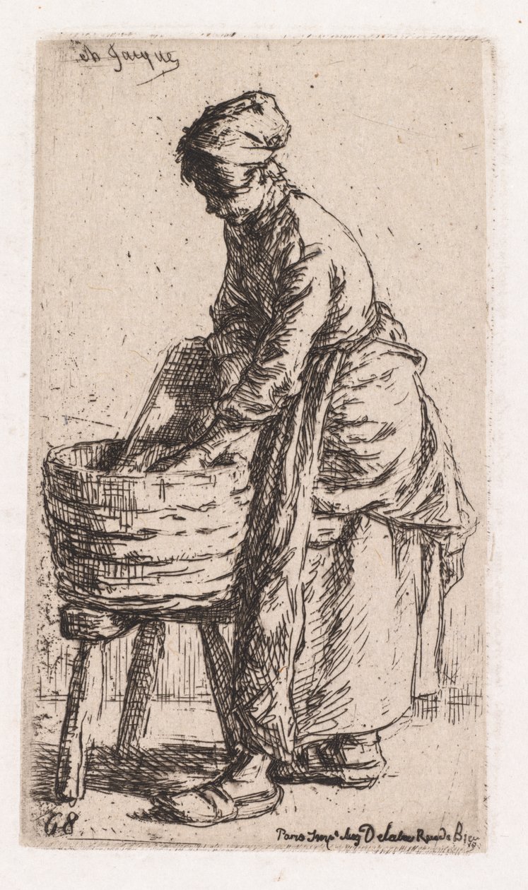 Wasvrouw door Charles Emile Jacque