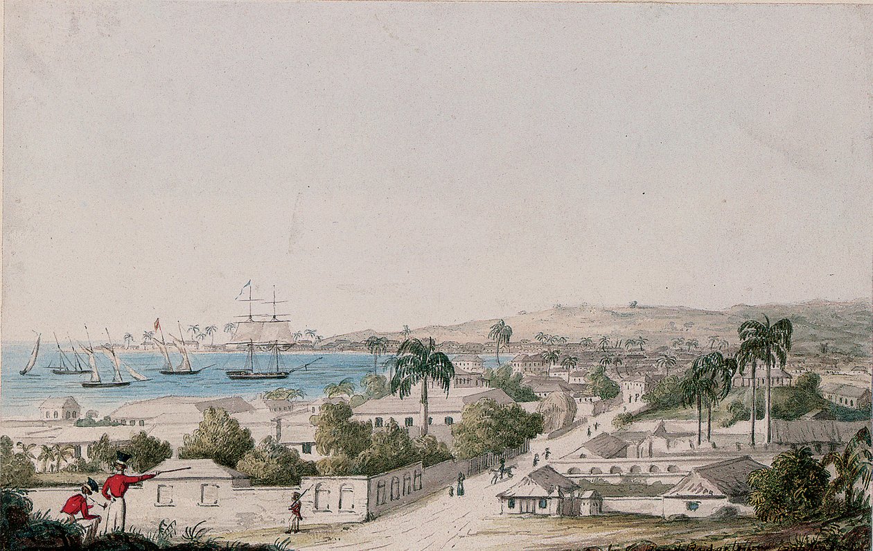 Een Uitzicht op Carlisle Bay en Bridgetown, Barbados door Charles Emilius Gold