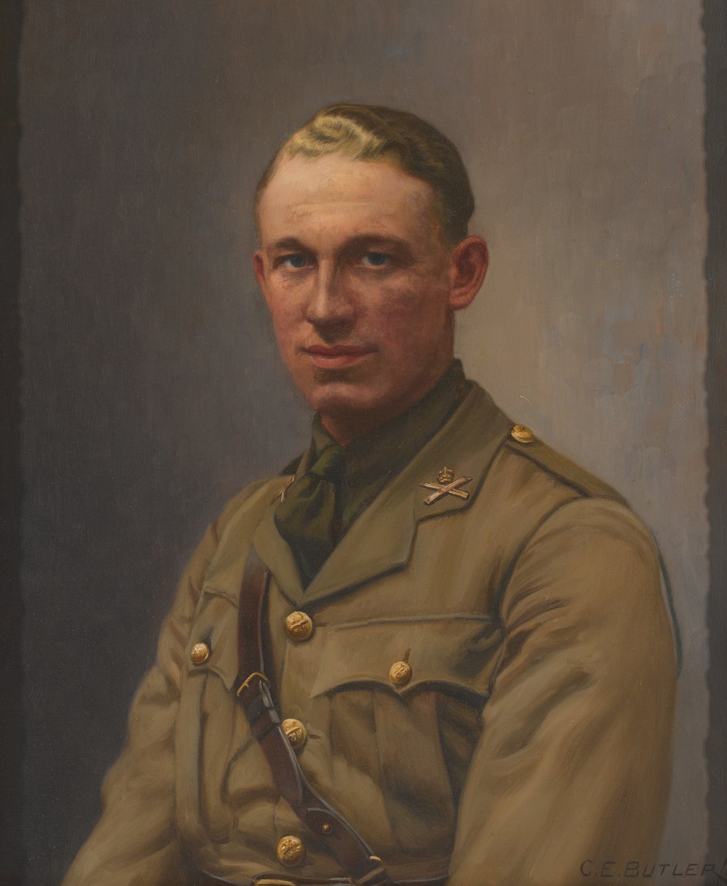 Luitenant A L Bobby, Machinegeweer Corps en het Middlesex Regiment, circa 1917 door Charles Ernest Butler