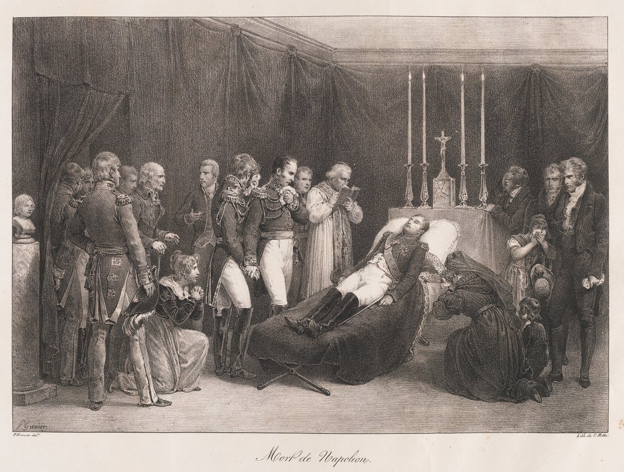 Dood van Napoleon, begin 19e eeuw door Charles Etienne Pierre Motte