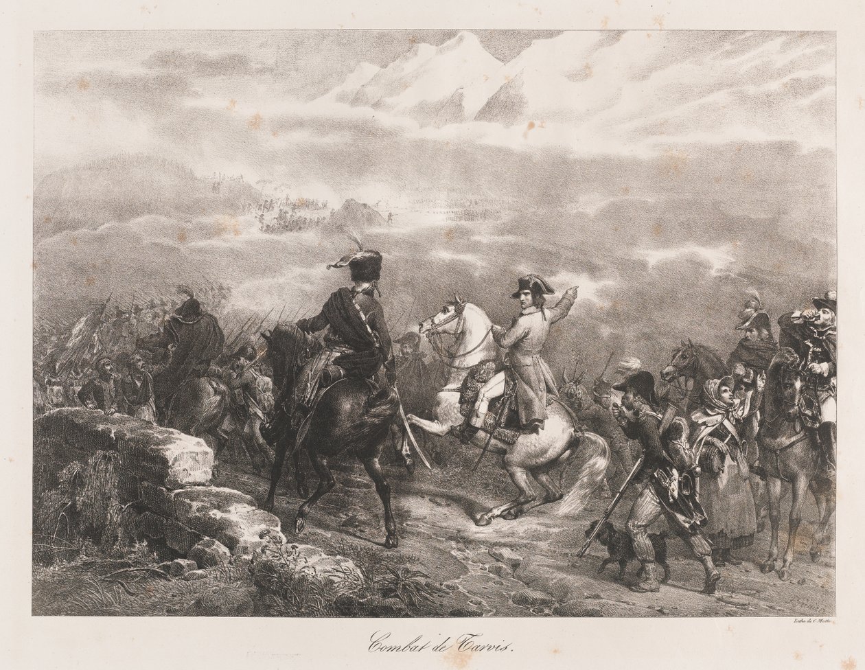 Gevecht van Tarvis, begin 19e eeuw door Charles Etienne Pierre Motte