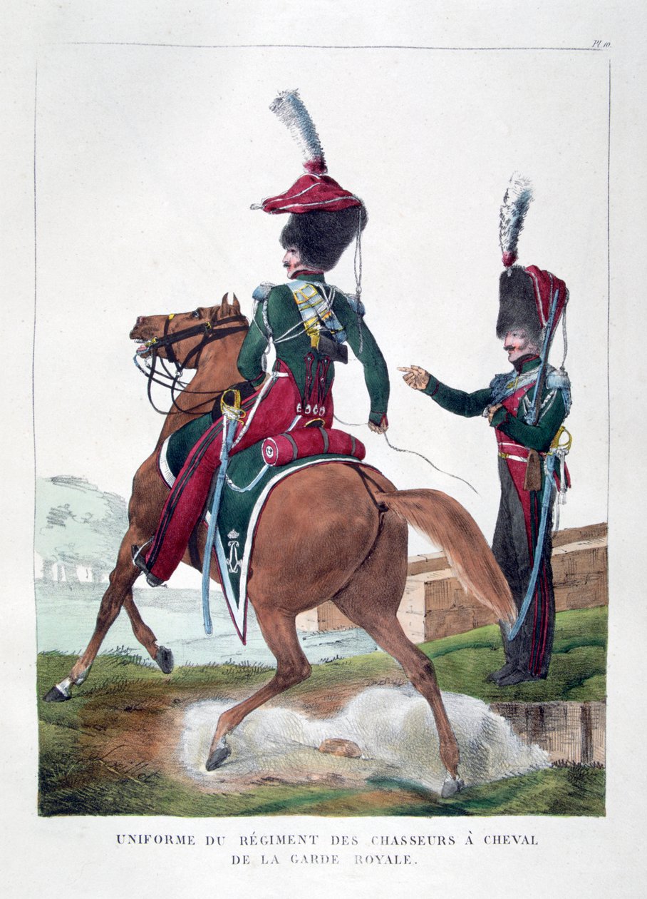Uniformen van het regiment van de Franse koninklijke garde, 1823 door Charles Etienne Pierre Motte