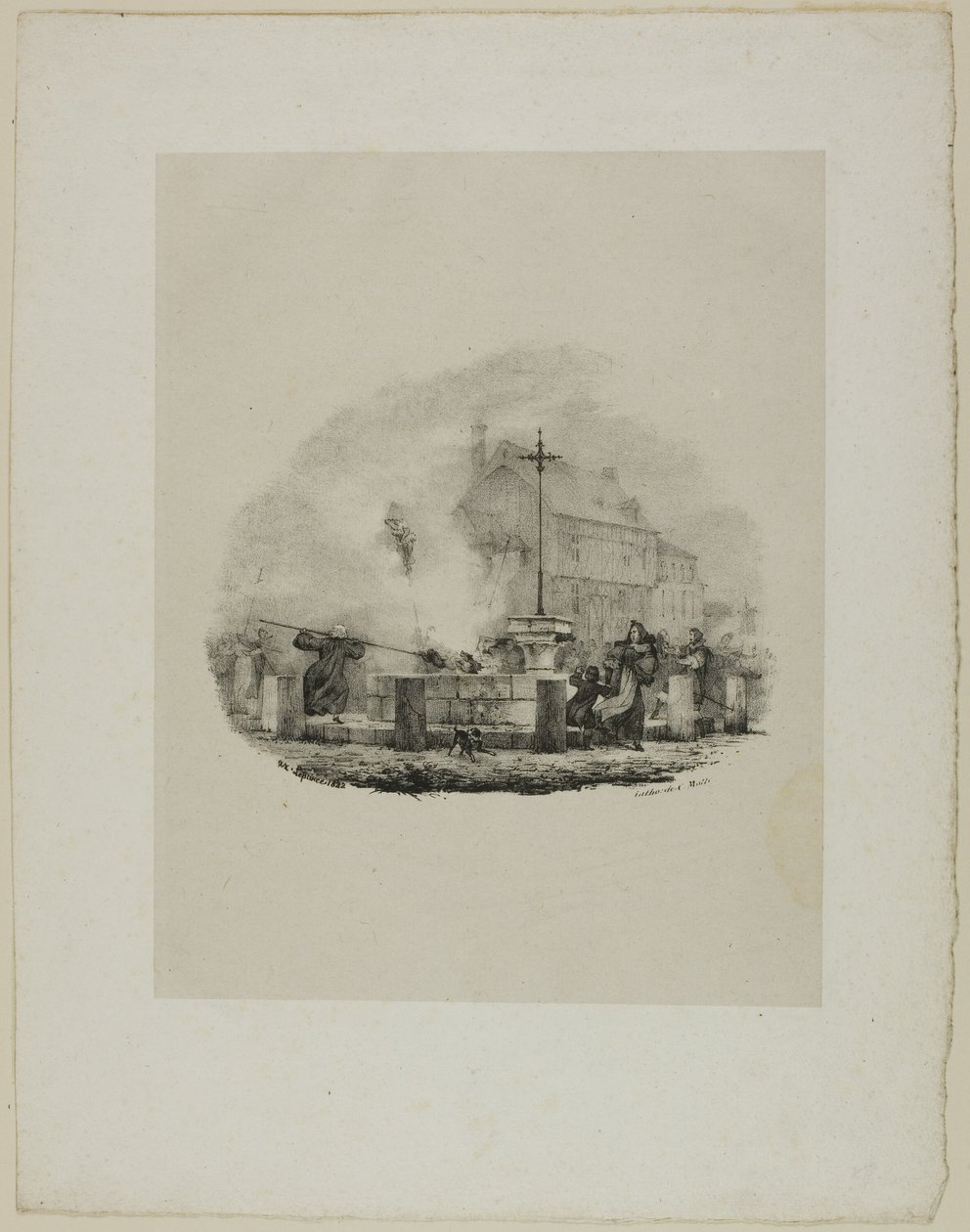 Onbekende dramatische scène door Charles Etienne Pierre Motte