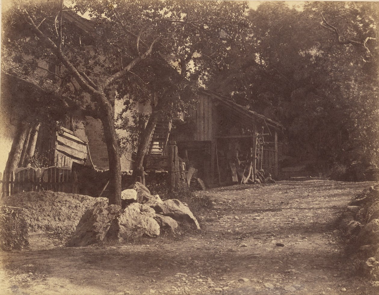 [Landschap met schuren]. door Charles Fortunat Paul Casimir Perier