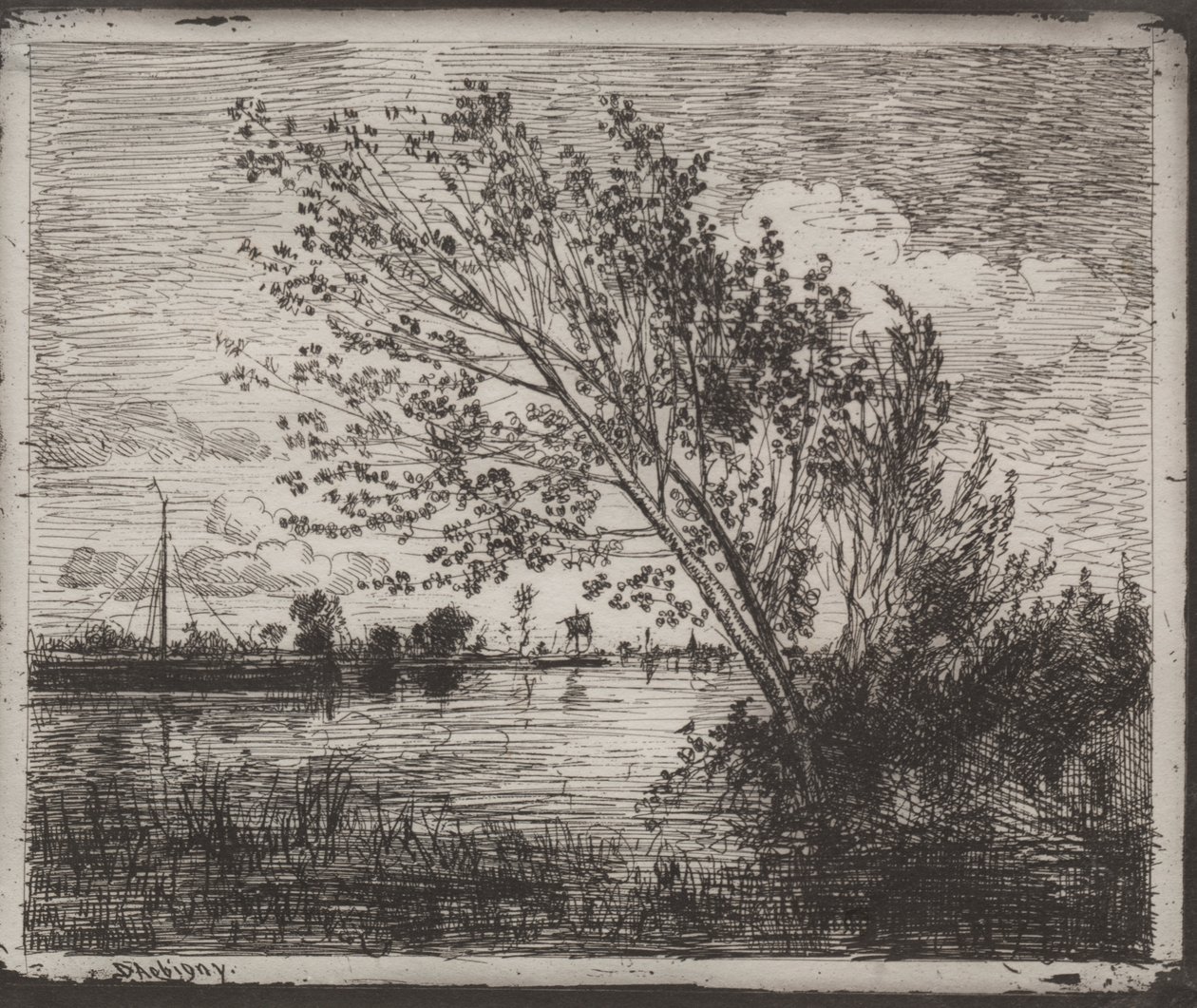Een groep elzen door Charles Francois Daubigny