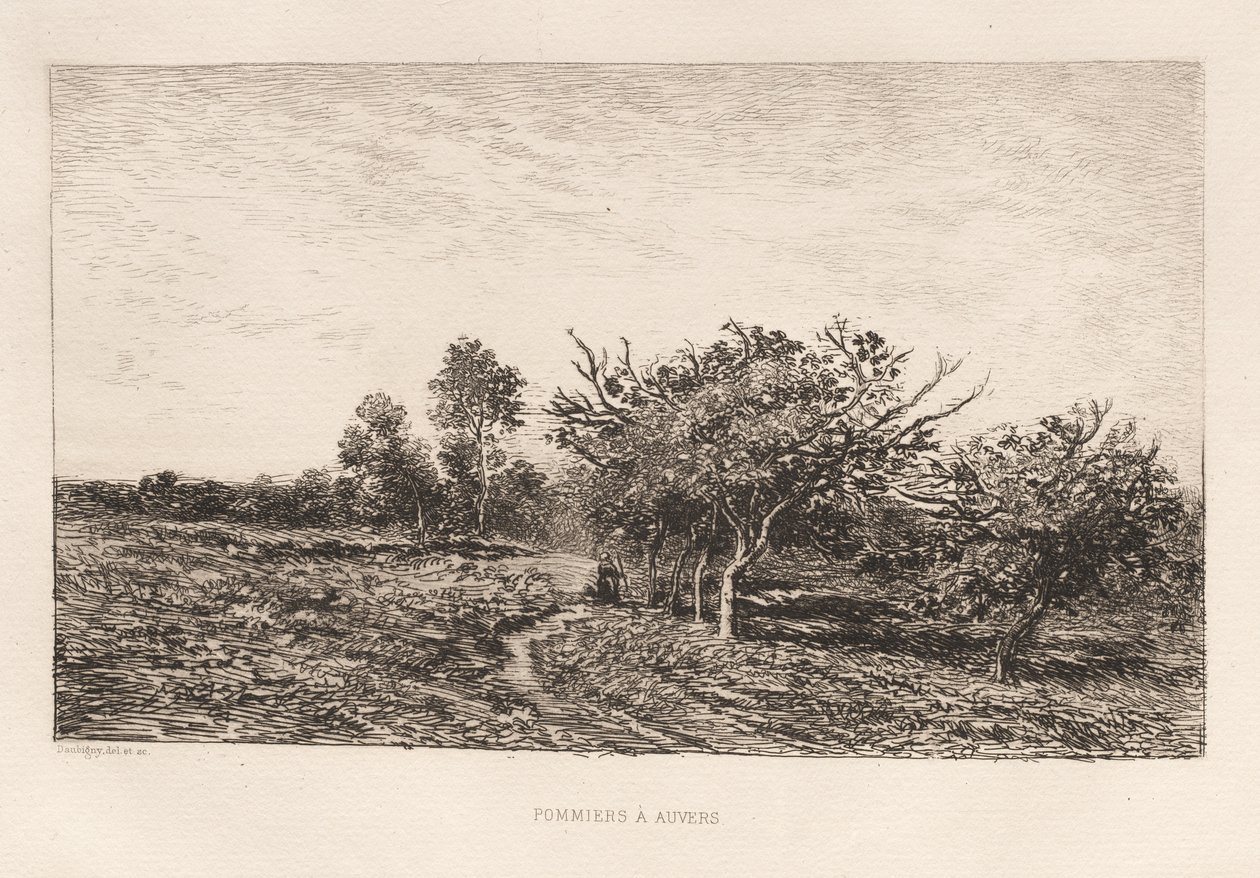 Appelbomen in Auvers, 1877 door Charles Francois Daubigny