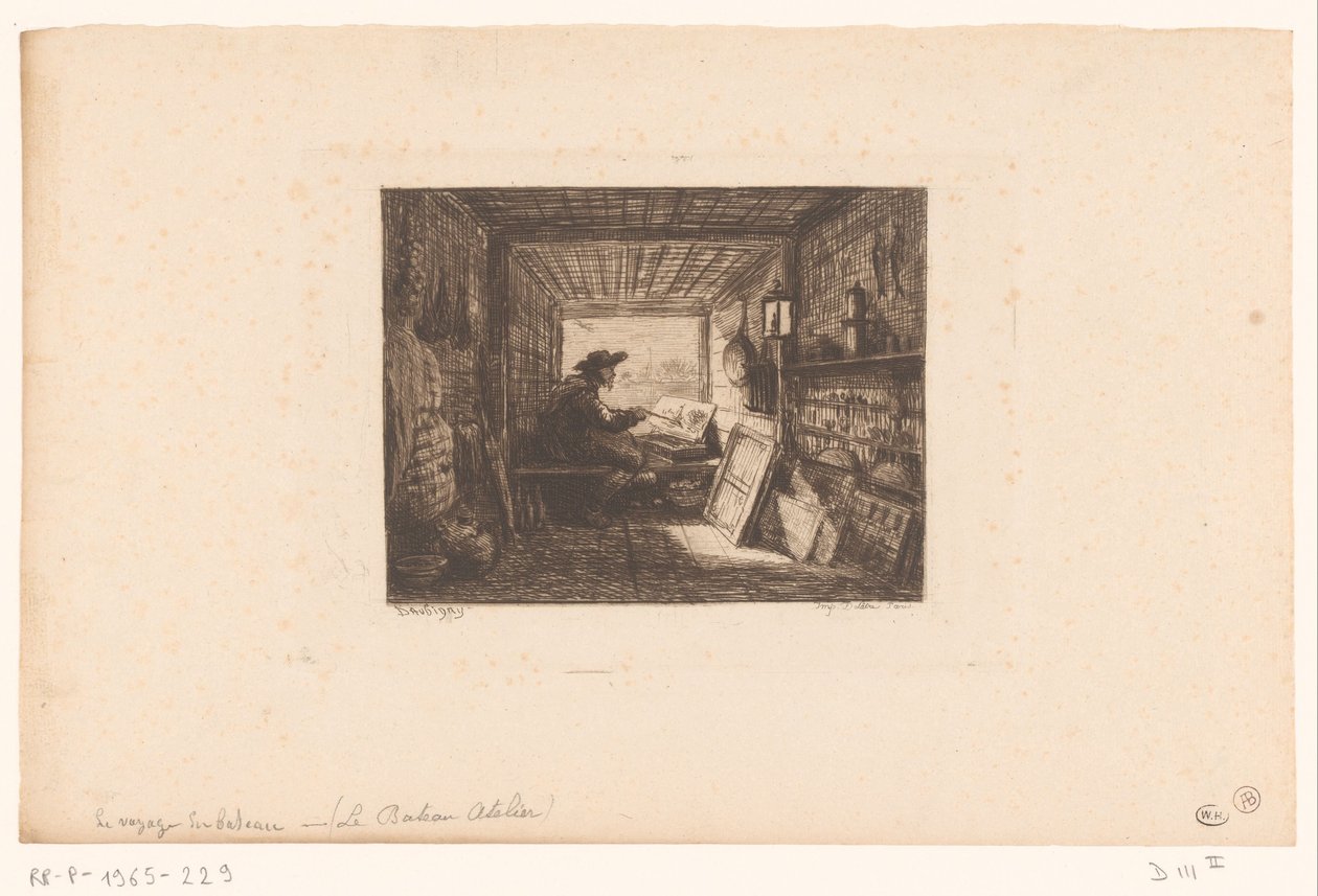 Atelier van een kunstenaar door Charles Francois Daubigny