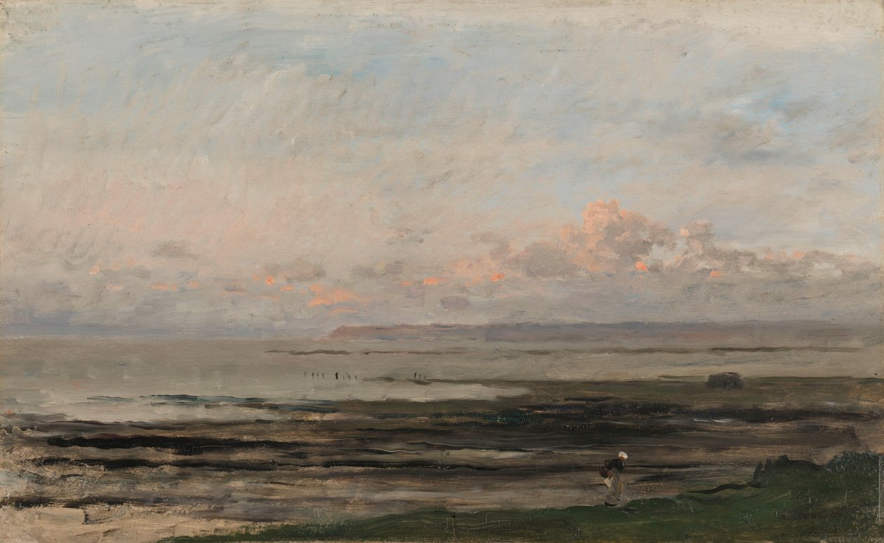 Strand bij eb door Charles Francois Daubigny