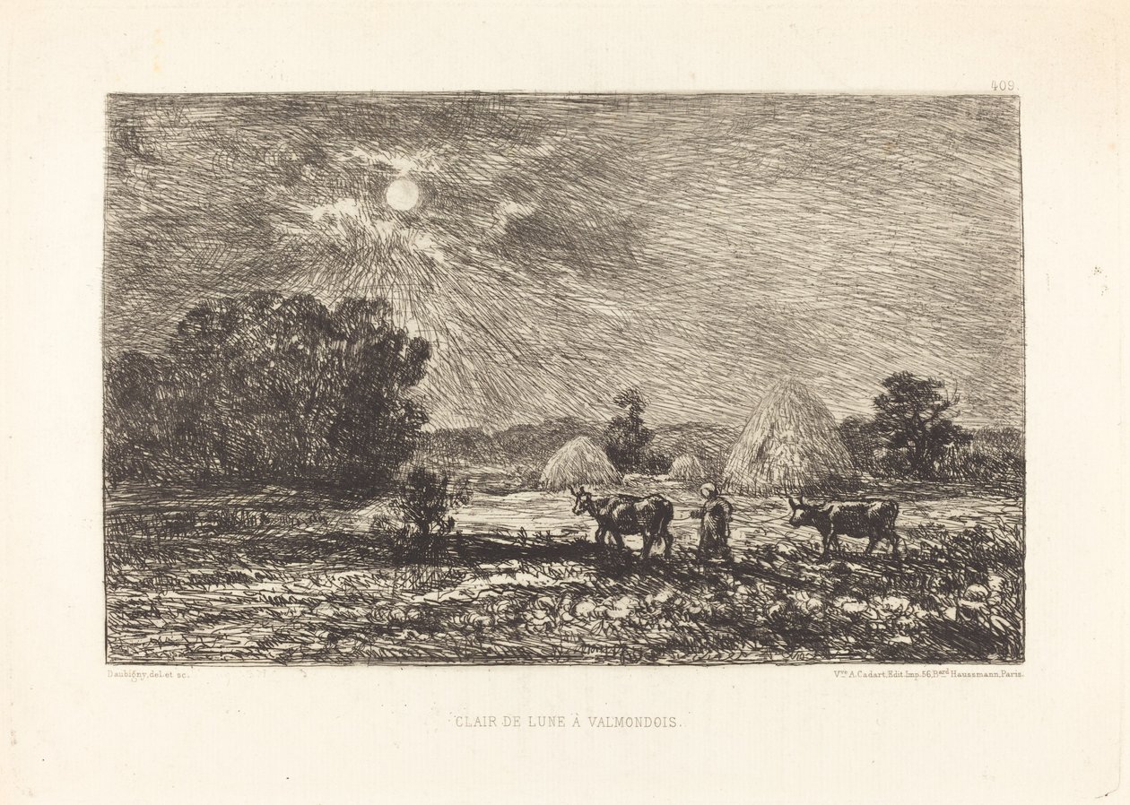 Clair de lune à Valmondois door Charles Francois Daubigny
